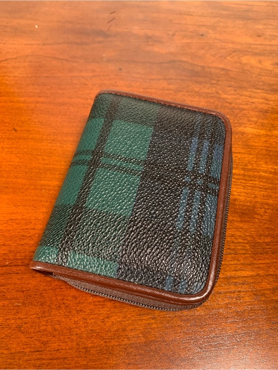 Other - POLO Ralph Lauren Plaid Brown Leather Coin Wallet Blackwatch Tartan VTG